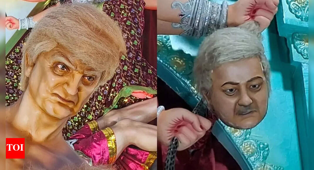 Donald Trump as ‘demon’, decapitated head of Pakistan PM Shahbaz Sharif in West Bengal Durga Puja pandal