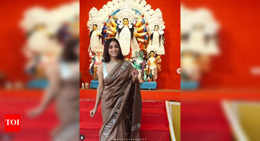 Esha Saha’s panchami look reflects understated elegance at the Puja pandal