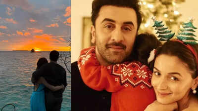Alia Bhatt hugs Ranbir Kapoor while watching sunset on their vacay, shows Raha's birthday card saying 'Best Papa In The World' - PICS inside
