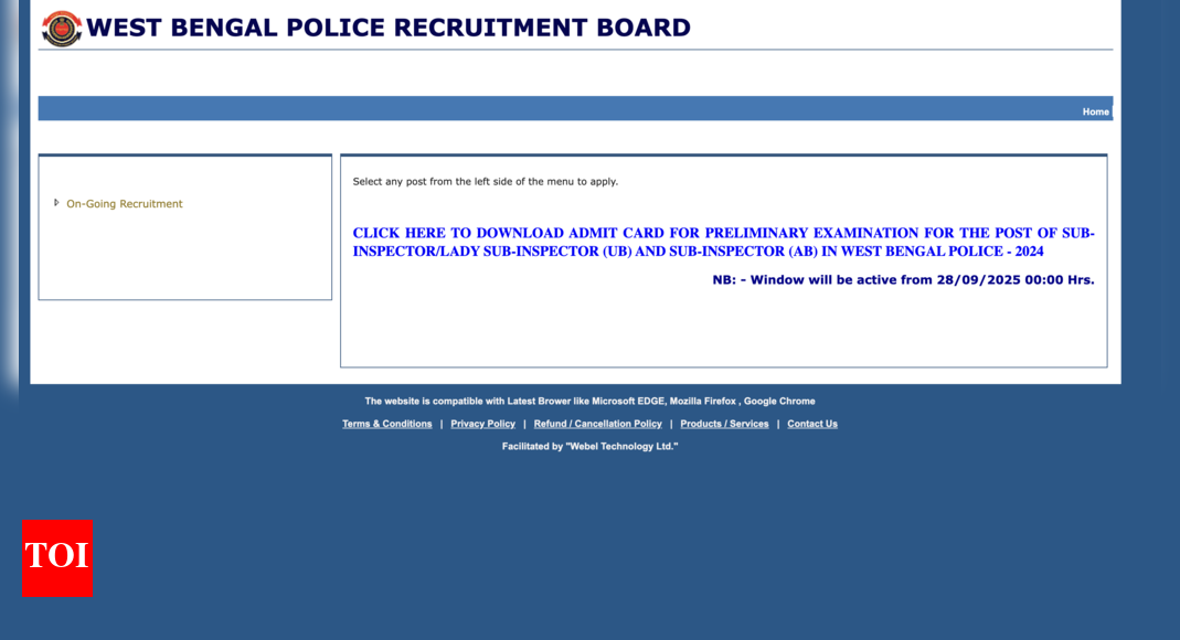 West Bengal Police SI/LSI admit card 2025 released at wbpolice.gov.in: Check direct link and exam day guidelines here