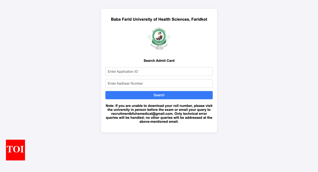 BFUHS Staff Nurse admit card 2025 released: Check direct link to download hall ticket here