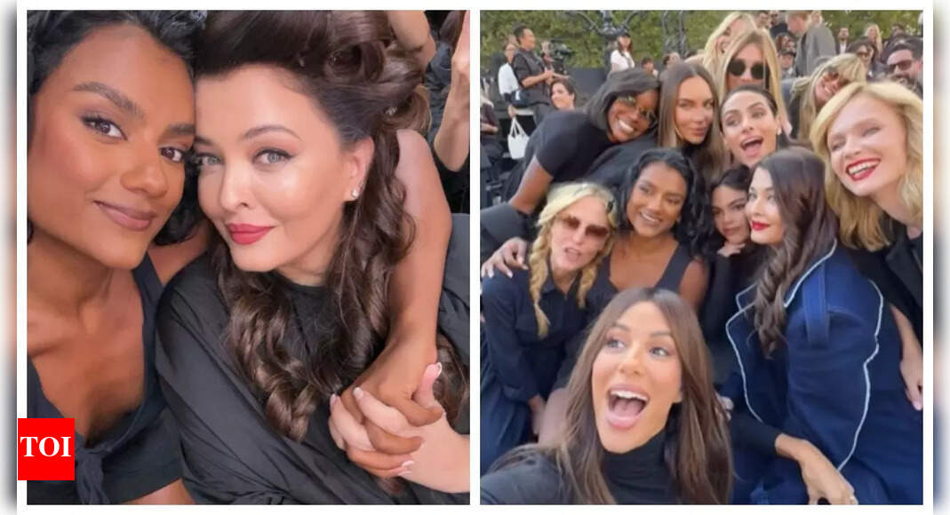 PICS: Aishwarya Rai Bachchan set to dazzle Paris Fashion Week; poses for selfies with ‘Bridgerton’ star Simone Ashley, BFF Eva Longoria | – The Times of India