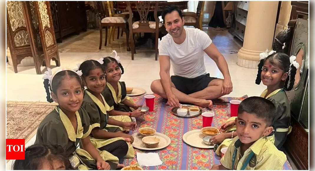 Varun Dhawan celebrates Durga Ashtami with children