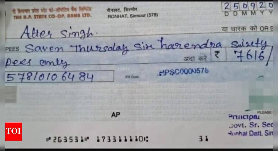 <div>'Saven harendra': Himachal school principal's cheque goes viral; netizens react</div>