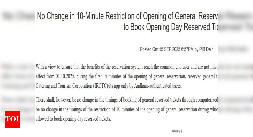 Indian Railways major rule change: Aadhaar verification mandatory for IRCTC ticket bookings starting Oct 1, 2025