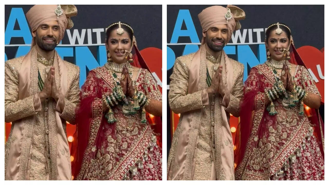 Avika Gor and Milind Chandwani's first look as newlyweds as they arrive at  the Pati Patni Aur Panga shoot | - The Times of India