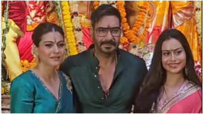 Ajay Devgn spotted with Kajol and daughter Nysa at Durga Puja - watch video