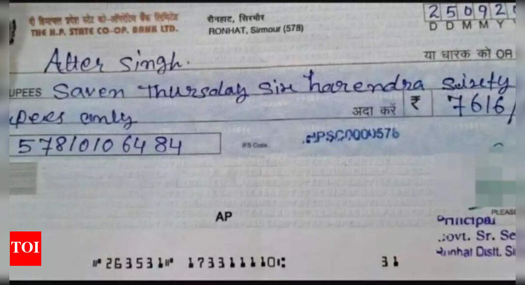 Bank rejects ₹7,616 cheque after hilarious spelling blunders: ‘Saven Thursday Harendra Sixty’