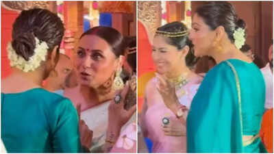 Rani Mukerji and Kajol share joyful moments at Durga Puja, greet each other with a warm hug and huge smiles - See Video