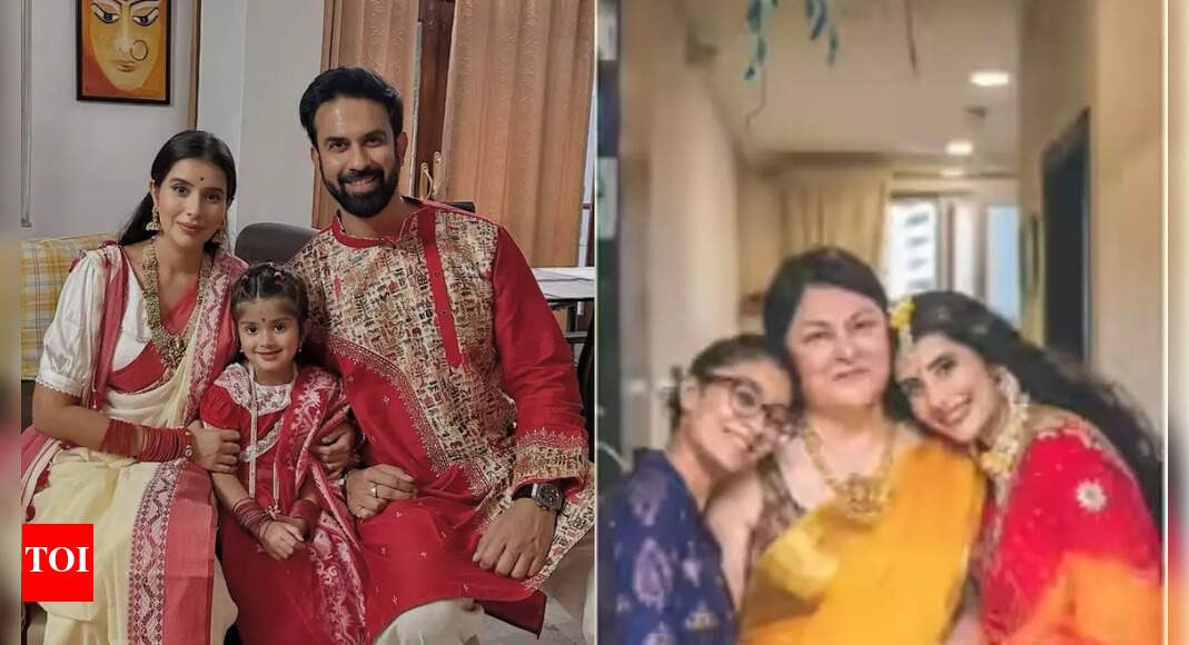 Charu Asopa receives a special gift from mother-in-law on Durga Puja; Rajeev praises her as she dons Bengali saree