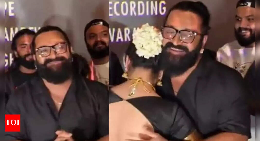 'Kantara Chapter 1': Rishab Shetty gives a warm hug to his wife, Pragathi Shetty; the emotional moment steals the spotlight
