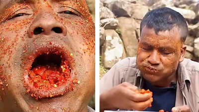 Man from Meghalaya Eats Kilos of Chillies and Smears Them on Face and Body: Video Goes Viral