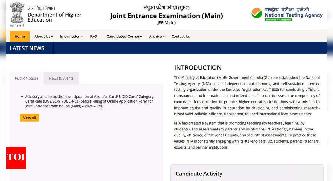 JEE Main 2026 application to begin soon at jeemain.nta.nic.in; check eligibility criteria, registration process here