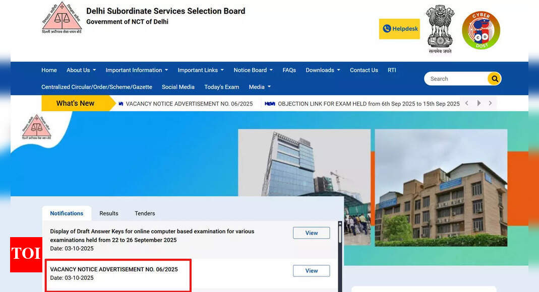 DSSSB TGT recruitment 2025 notification out for 5346 posts; check details here