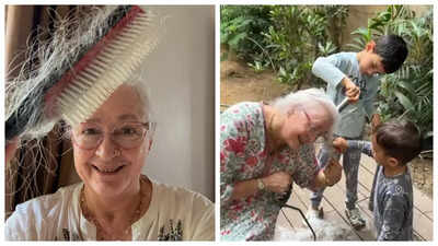 Nafisa Ali Sodhi’s grandkids help her cope with hair fall amid chemotherapy against stage 4 cancer - See Pic