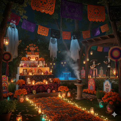 Jardines que Encantan: Cómo Decorar tu Espacio Exterior para Halloween con Espíritu Hispano