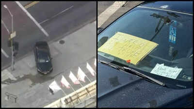 'I need your help': Vehicle rams steps of Los Angeles City Hall; cardboard sign has message for Donald Trump