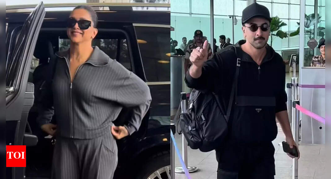 Deepika-Ranbir share a buggy ride at airport: PICS