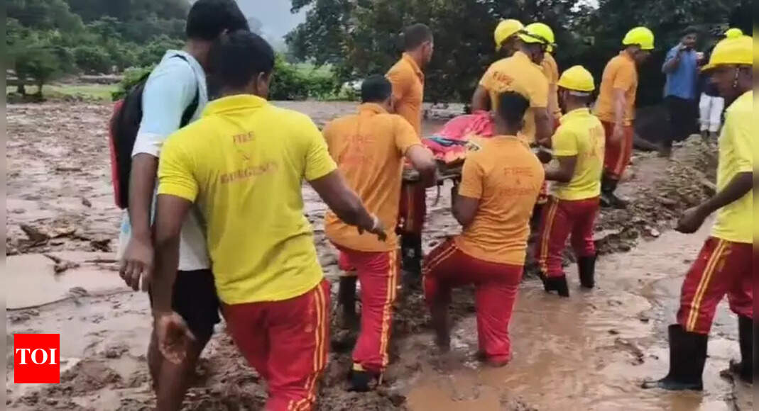 Rescue of pregnant woman in landslide-hit Gajapati district by fire service personnel