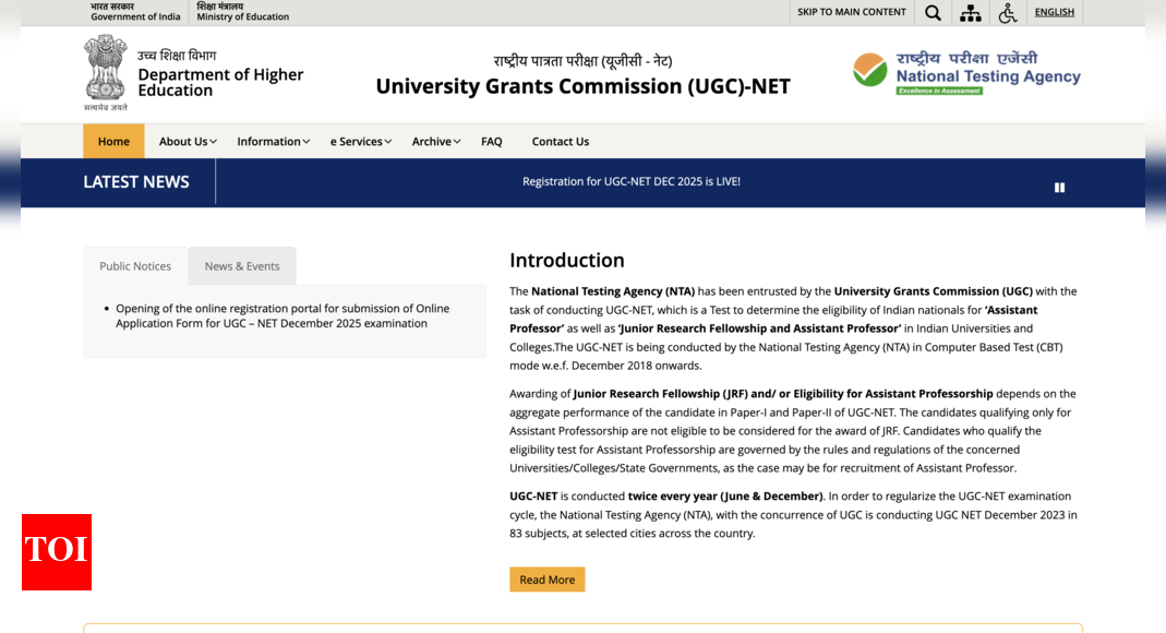 UGC NET December 2025 notification out, registration begins at ugcnet.nta.nic.in: Check direct link to apply here