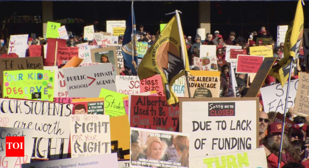 Alberta teachers' strike enters second day: Education minister open to more hires, but class size caps off the table