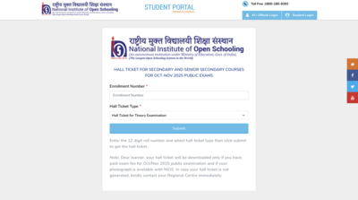 NIOS class 10, 12 admit card 2025 released for November session: Check direct link to download hall ticket