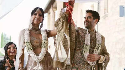 Stylish wedding pictures of British-Indian actors Anjli Mohindra and Sacha Dhawan