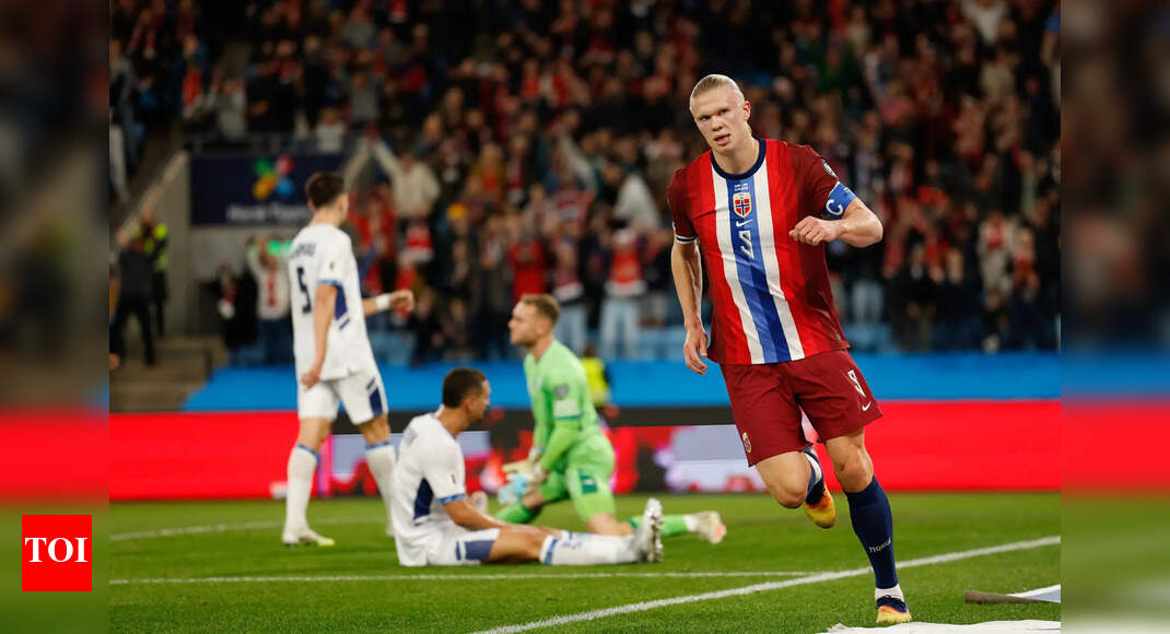 Haaland hits 50 goals in record time as Norway rout Israel amid pro-Palestinian protests