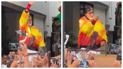 Amitabh Bachchan greets fans outside Jalsa and distributes goodies on his 83rd birthday – WATCH