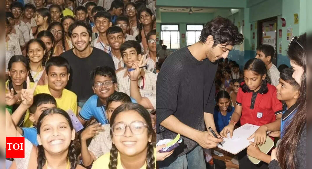Ahaan Panday visits Sitaram Mill Compound school, photos go viral
