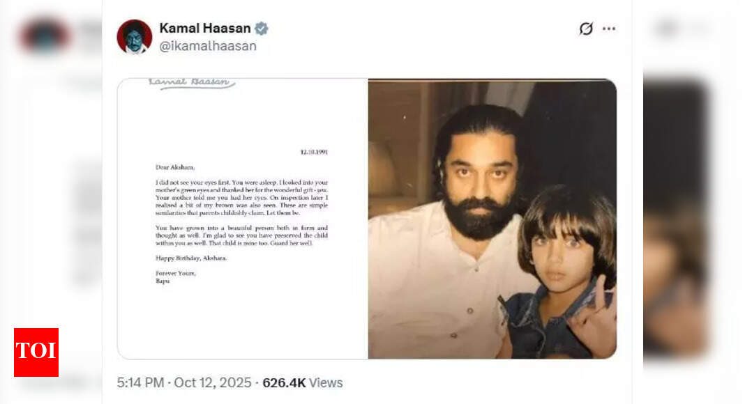 'You've grown into a beautiful person': Kamal Haasan shares a rare pic with daughter Akshara on her 34th birthday, pens a touching note