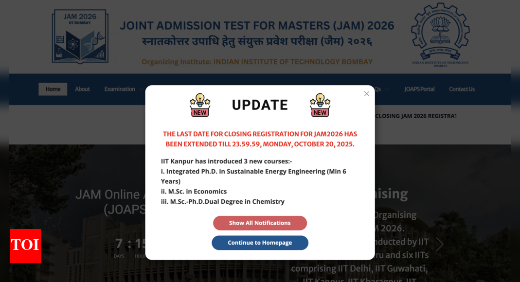 IIT JAM registration deadline extended till October 20: Check how to apply and required documents