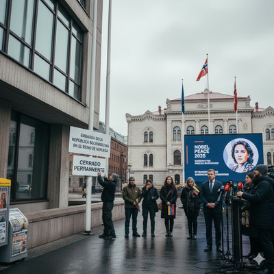 Venezuela cierra su embajada en Noruega tras el Nobel a María Corina Machado: Noruega lamenta la decisión