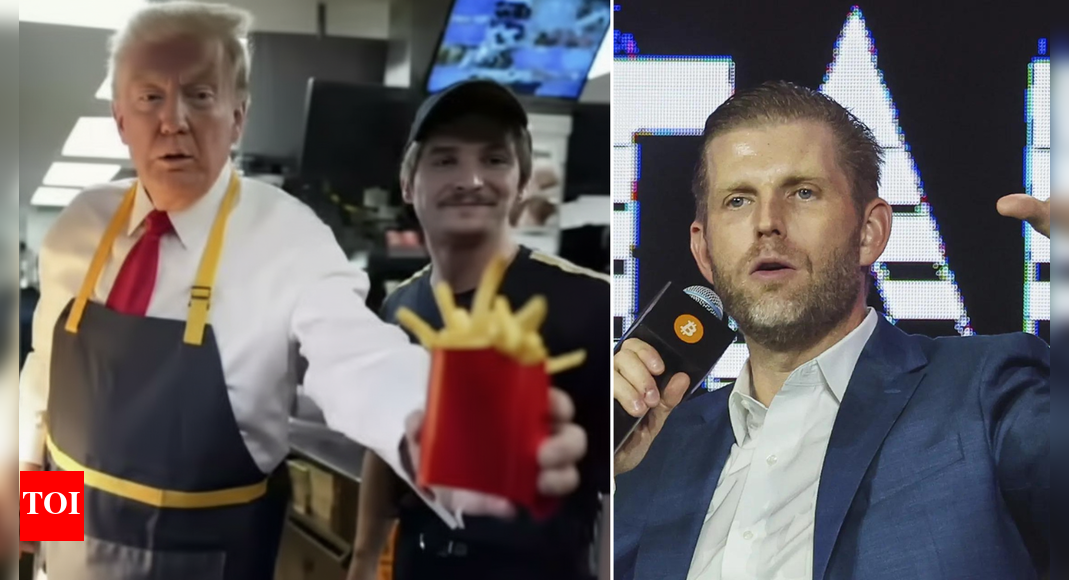 <div>'He's saving the world': Eric Trump lauds father’s role in Gaza accord; recalls him serving french fries last year</div>