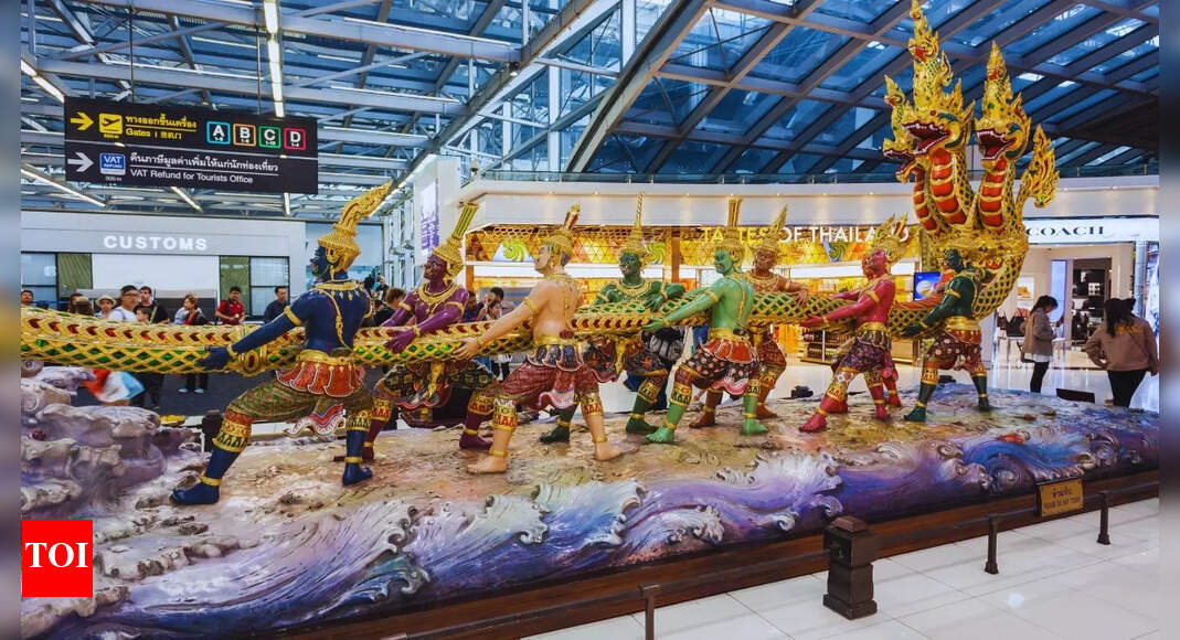 Stunning pictures of Bangkok International Airport with massive statue of Samudra Manthan
