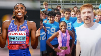 World’s fastest woman Melissa Jefferson Wooden humiliates 100 college boys in MrBeast’s viral YouTube challenge