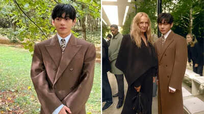 BTS's V meets Uma Thurman at Celine show in Paris; actress shares 'lifetime photo'