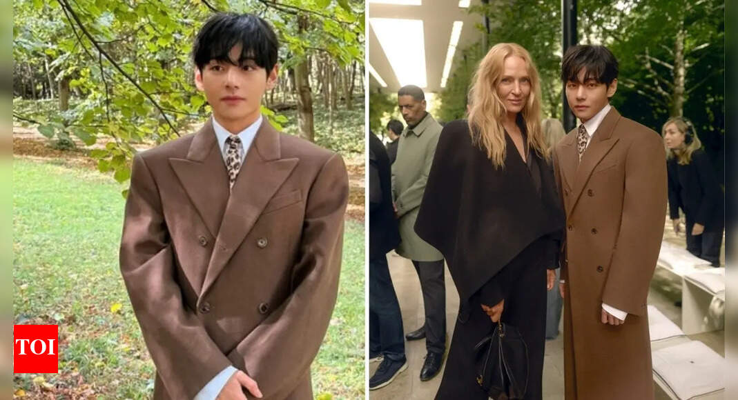 BTS's V meets Uma Thurman at Celine show in Paris; actress shares 'lifetime photo'
