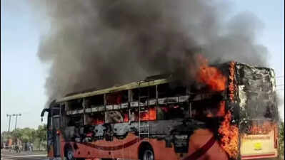 Jaisalmer bus fire toll at 21; 2 officials suspended