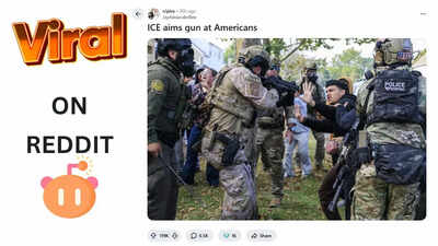 'ICE agent aims gun at Americans': Is the viral Reddit photo real?