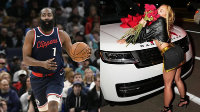 James Harden pulls a hilarious “Oh No” face after girlfriend Paije Speights catches bouquet at a wedding