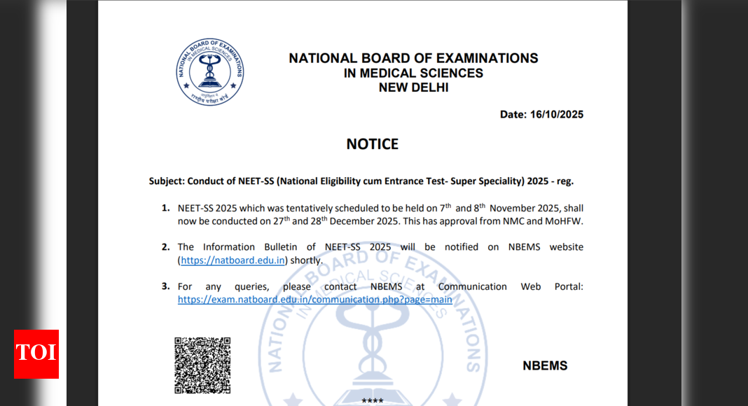 NEET SS exam 2025 postponed: Check revised exam schedule here