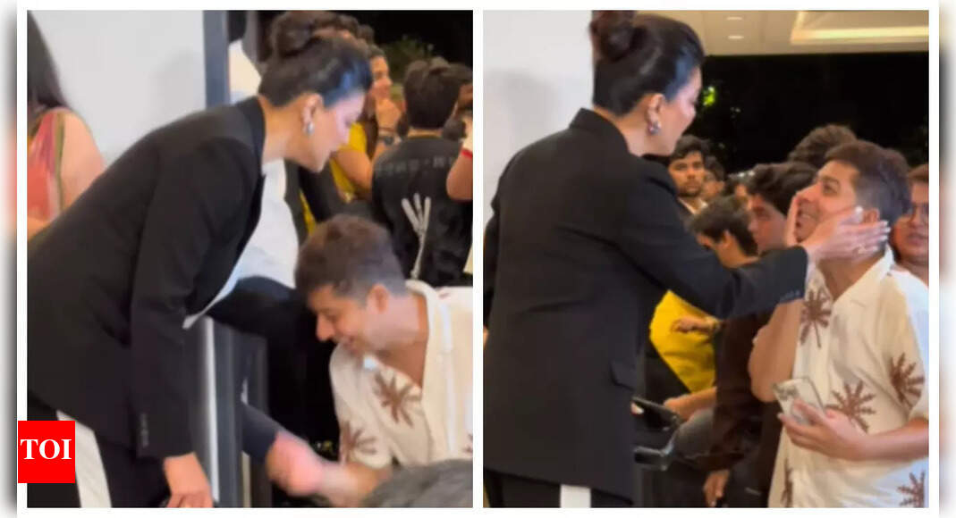 Fan shows respect to Sushmita by touching her feet in viral video