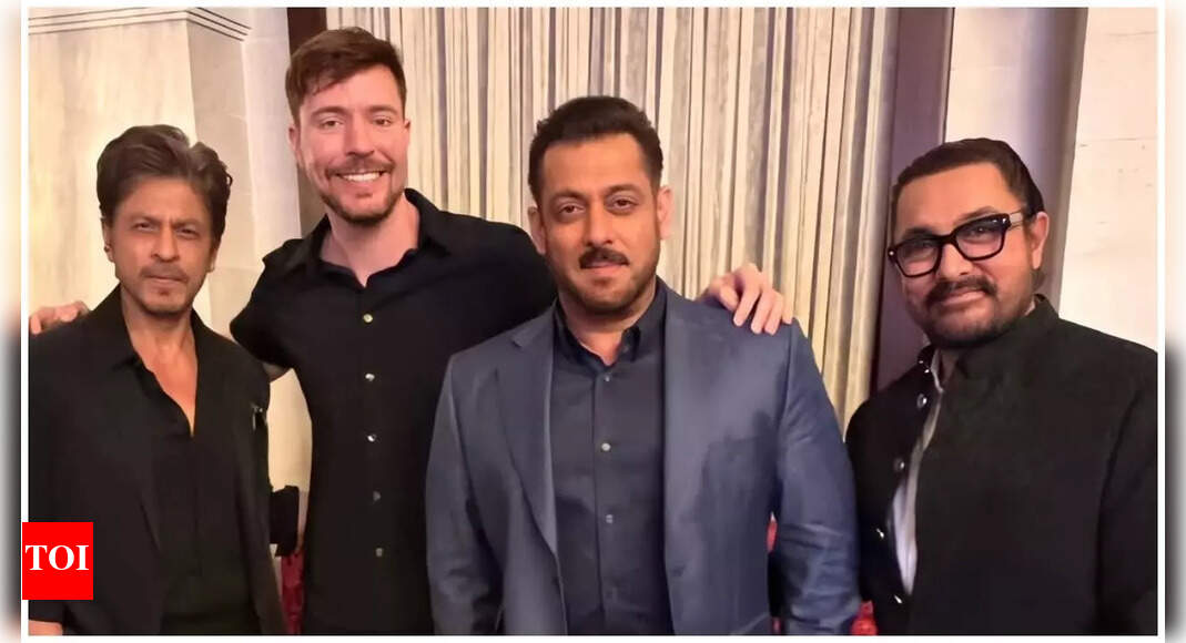 MrBeast poses with Bollywood’s iconic trio, Shah Rukh Khan, Salman Khan, and Aamir Khan; Netizens speculate a collab