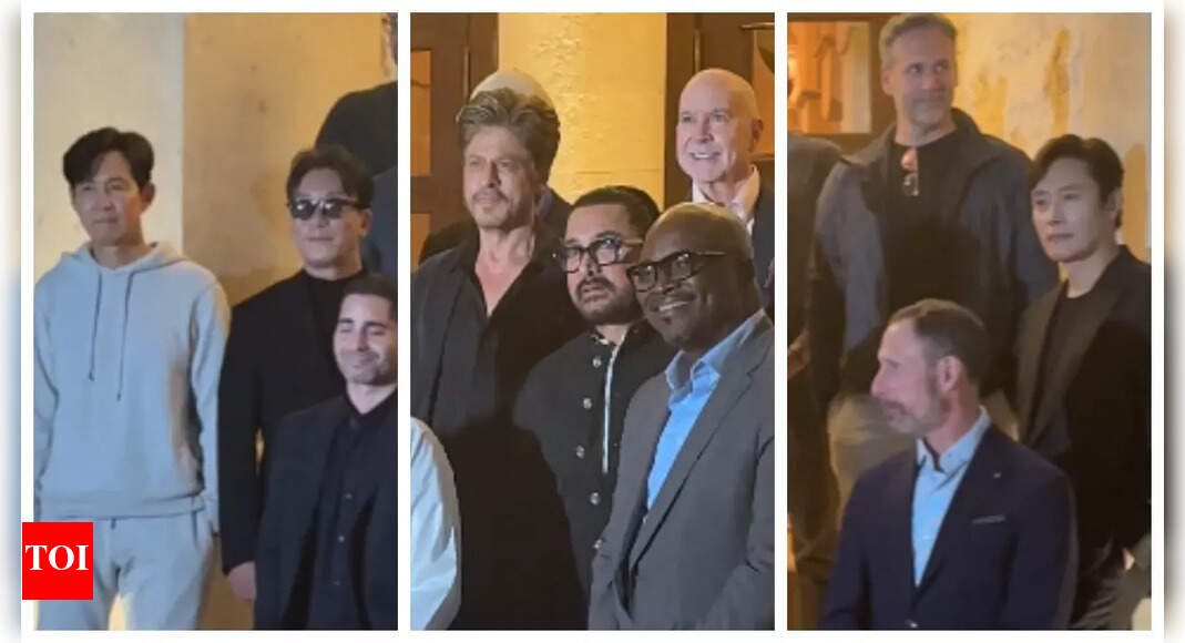 Shah Rukh Khan and Aamir Khan strike a pose with 'Squid Game' stars Lee Jung-jae and Lee Byung-hun: WATCH