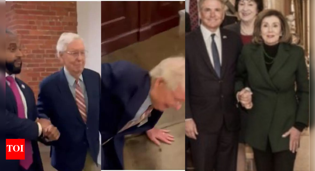 After Mitch McConnell trips and falls, social media trolls Nancy Pelosi over her previous tumble: 'Both need to retire'