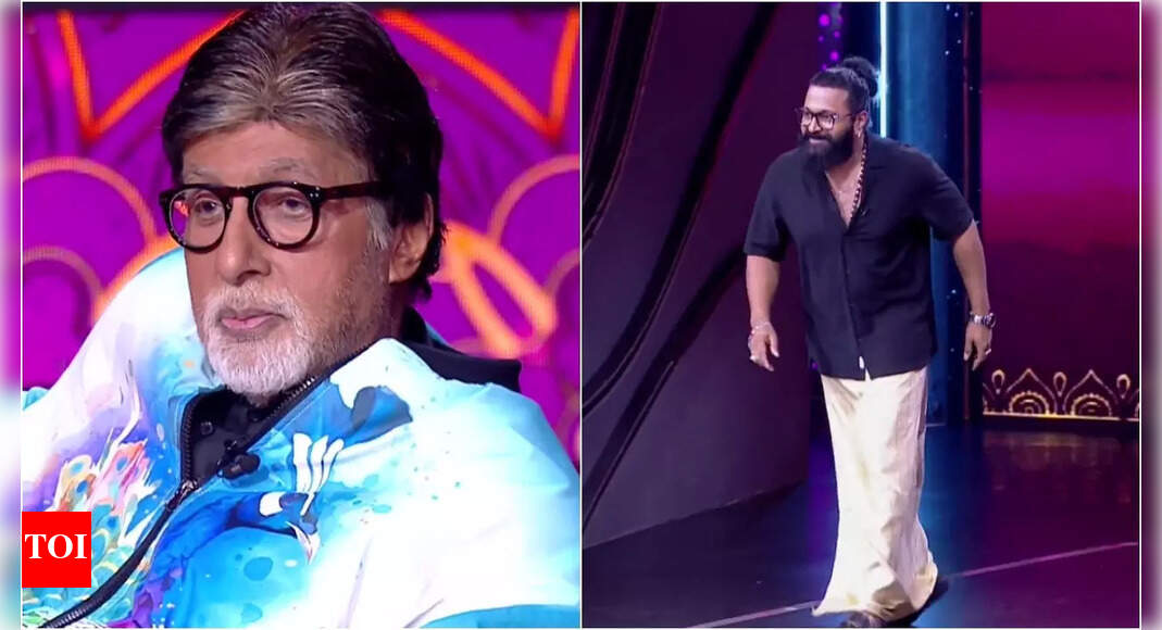 <div>Rishab Shetty imitates Rajinikanth's walk in front of Big B</div>