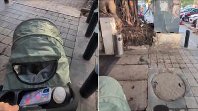 'Reality of being pedestrian parent': Canadian highlights poor footpath conditions in India; video goes viral