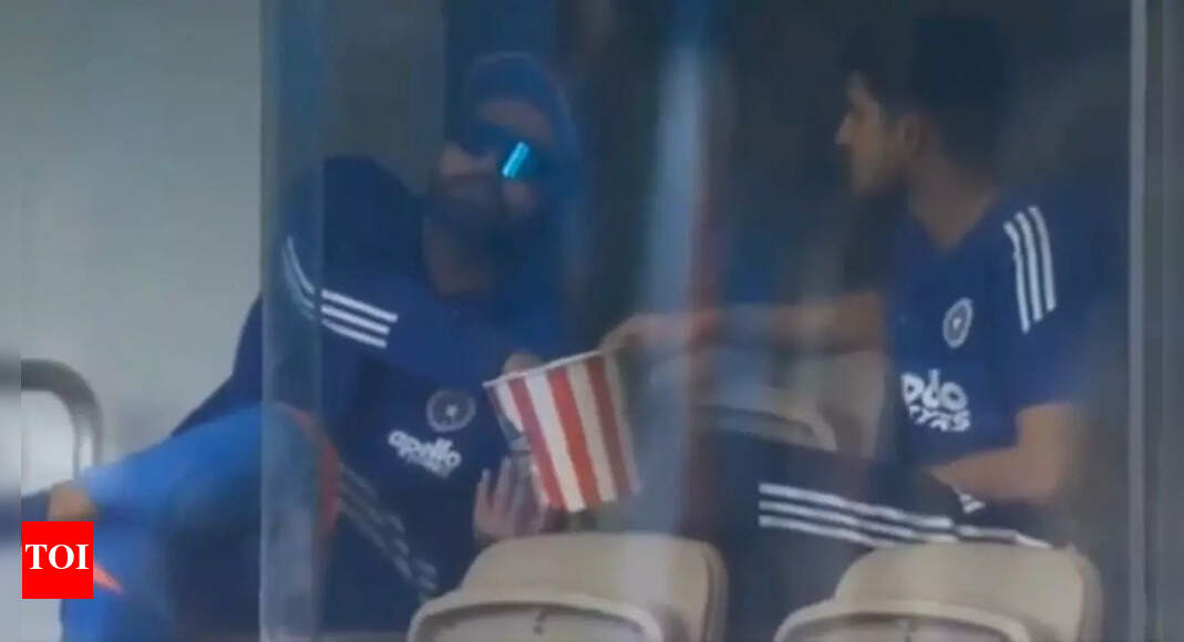 IND vs AUS: Rohit and Shubman caught munching popcorn during rain delay - watch