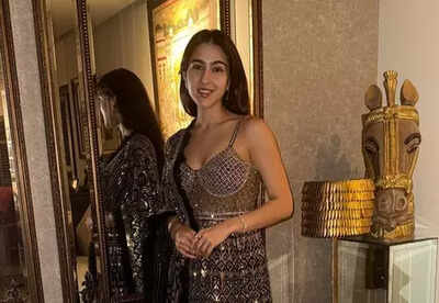 sara ali khan golden dress shines in Diwali glam: 'Dress like a dolly' | Hindi Movie News western sara ali khan dress